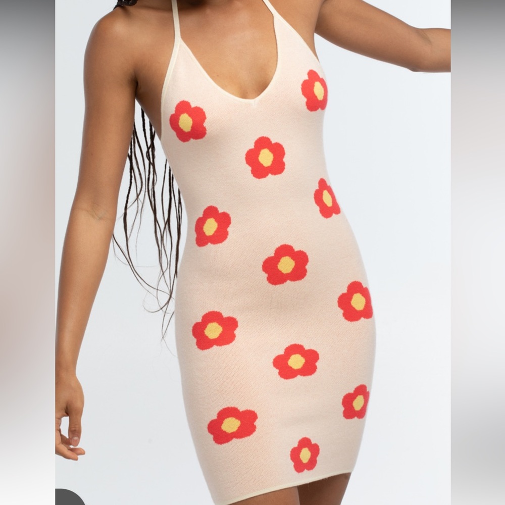 RSQ for Tilly’s 70’s Inspired Floral Halter Top Sweater Dress